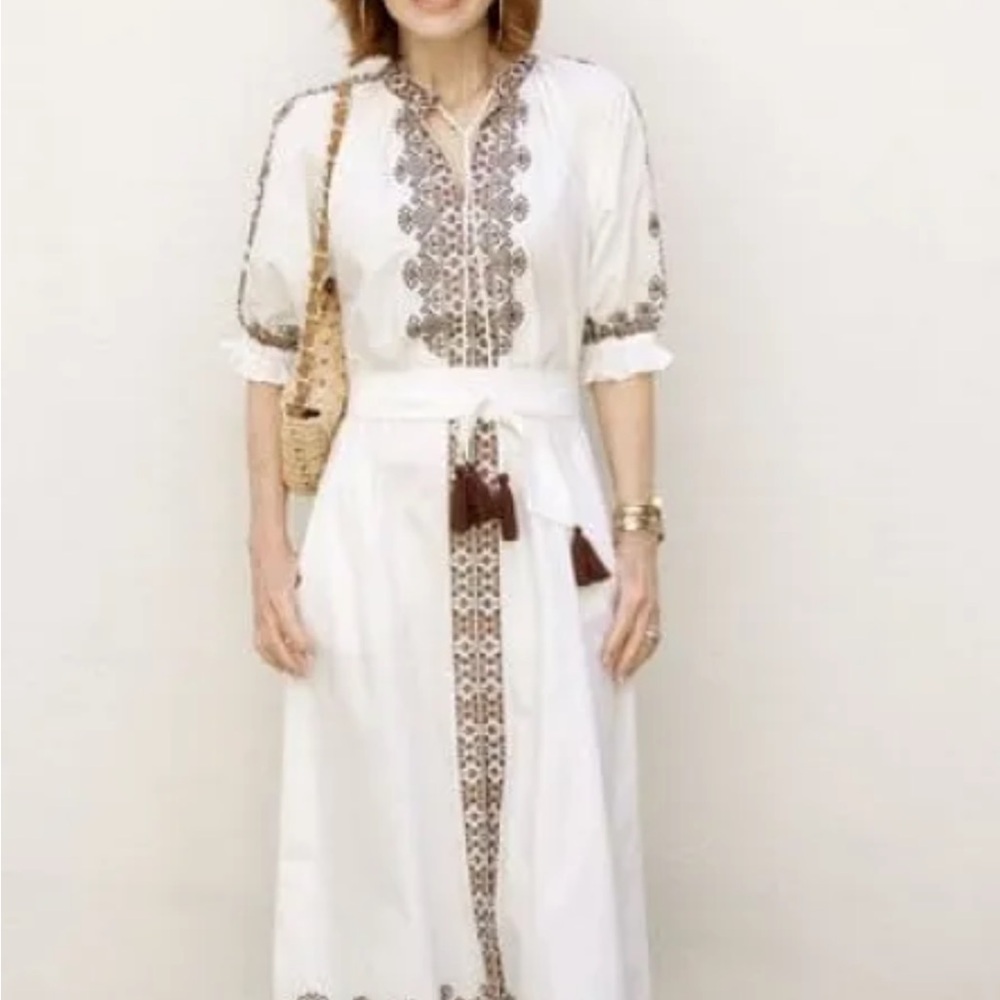 Julia Amory white and brown Casablanca Dress XS caftan